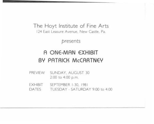 1981 Hoyt Institute of Fine Arts exhibition invitation